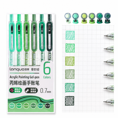 ✍️ Colorful Acrylic Gel Pens – Set of 6 | 0.7mm