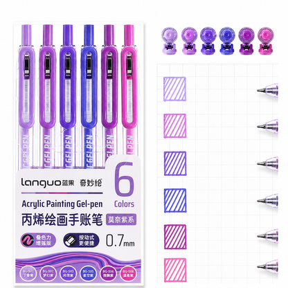 ✍️ Colorful Acrylic Gel Pens – Set of 6 | 0.7mm