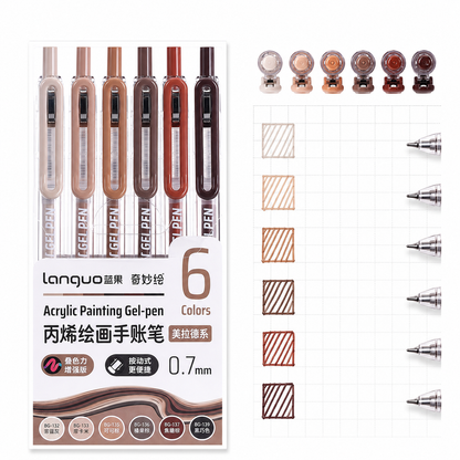 ✍️ Colorful Acrylic Gel Pens – Set of 6 | 0.7mm