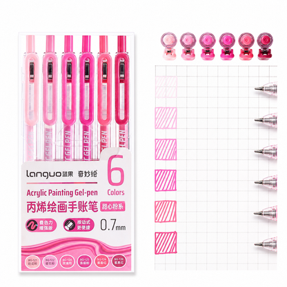 ✍️ Colorful Acrylic Gel Pens – Set of 6 | 0.7mm