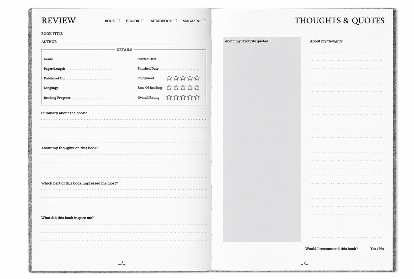 📚 Reading Journal – Book Tracker & Review Notebook