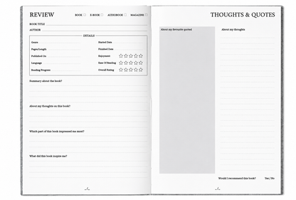 📚 Reading Journal – Book Tracker & Review Notebook