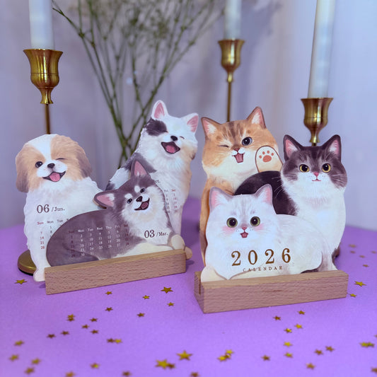 📆2026 Desk Calendar – Cute Pets Edition