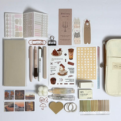 Cozy brown planner and journaling stationery set for planning and organization