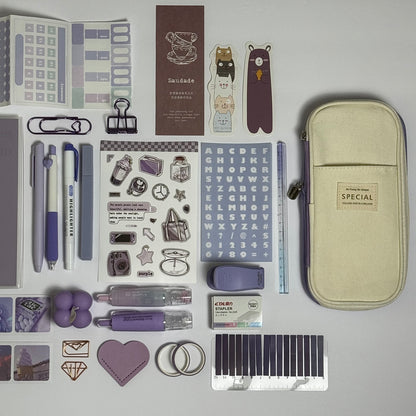 Lavender aesthetic planner and stationery set with pens, stickers and journal